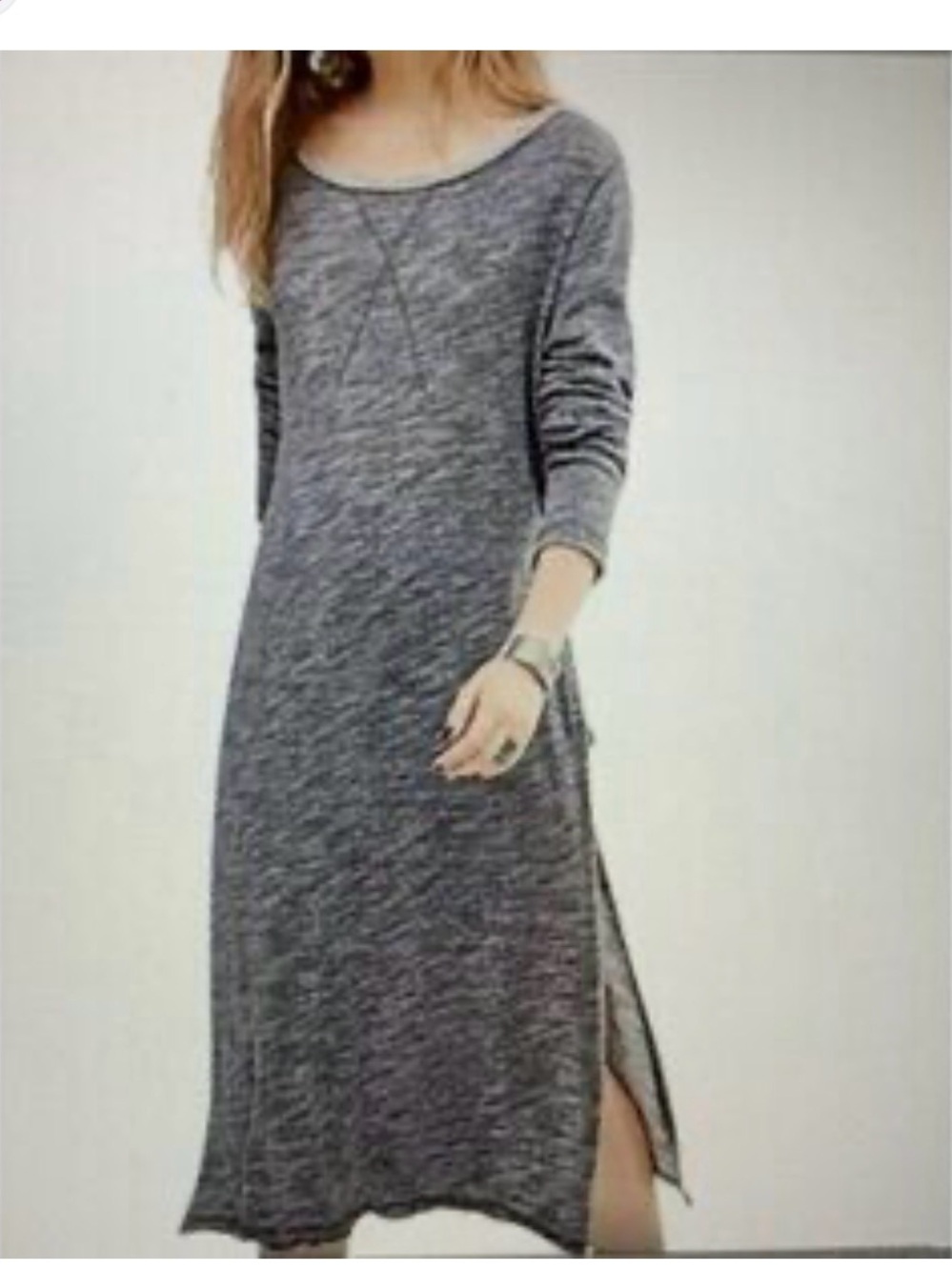 Free People heather
gray long-sleeve knit tunic dress, S